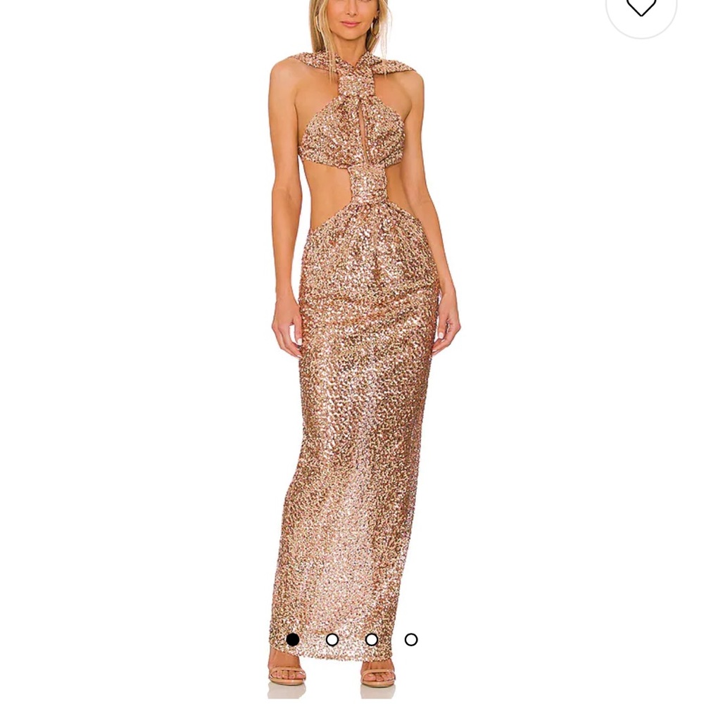 Sol Cutout Sequin Halter Gown Size Medium - image 3
